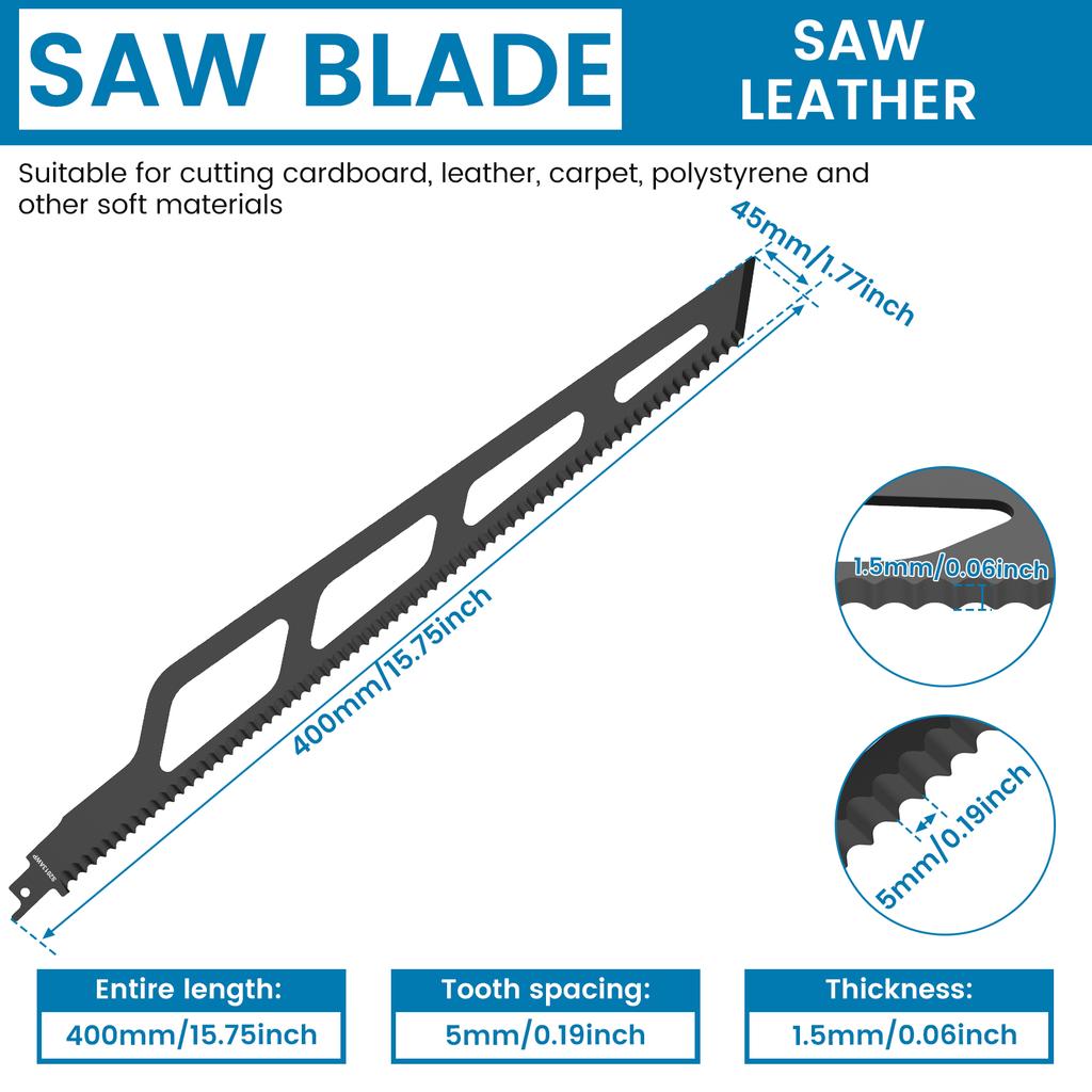 1Pc 400mm Reciprocating Saw Blades Saber Saw Handsaw Multi for Cutting Cardboard Carpet Leather Foam Polystyrene Saw Blades Tool