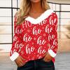 Women's Casual Long Sleeve Christmas Print Top with Plush Collar Holiday Tunic