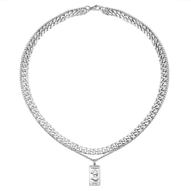 Стильная прямоугольная подвеска на шею Регулируемая длина Прямоугольная подвеска для мужчин Панк Мода Украшение на шею 1