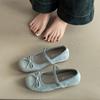 Fairy Style Fashion Bow Word with Mary Jane Shoes Female Summer Retro Gentle Skirt Ballet Shoes Single Shoes
