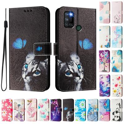 Butterfly and Cat Luxury Painted Leather Case Wallet Book Style Cover for Oppo A72/A52/A92 4G,A36 4G,Reno 8/9,Realme 8/9/10/11/12...