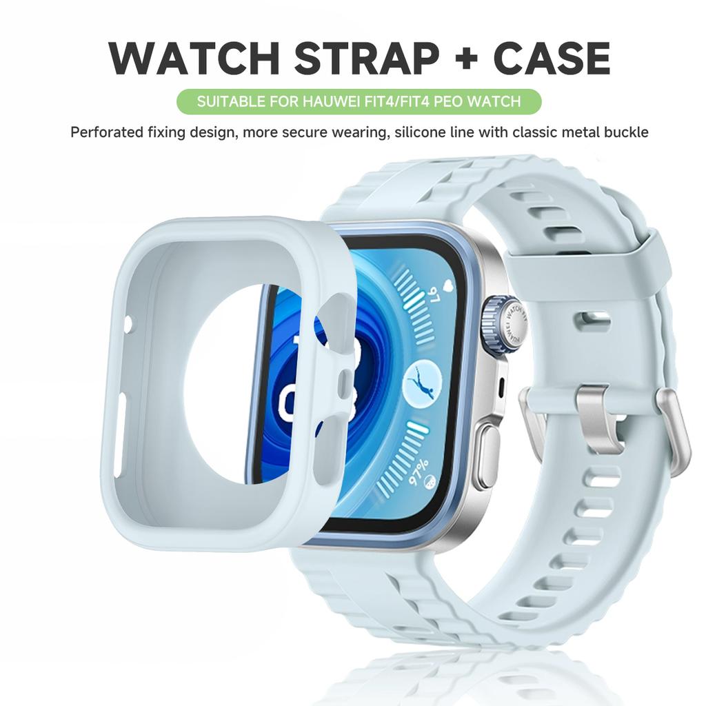 Silicone Strap+Protective Case For Huawei Watch Fit 4 Fit4 Pro Smartwatch Protector Soft Shell Bumper Cover Huawei Watch Fit4Pro