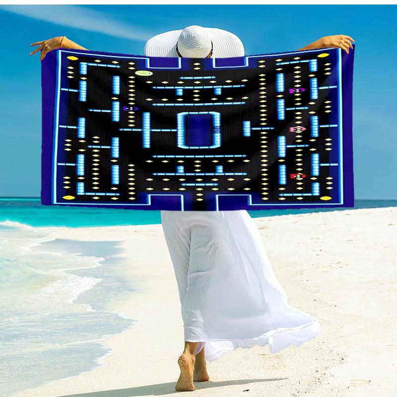 1pc Pacman Maze Adventure beach towel,quick drying absorbent beach towel,outdoor sports swimming beach towel,Soft and comfortable Y73058