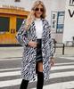 2023 Autumn Zebra Print Faux Fur Coat: European-American Fashion Long Plush Coat