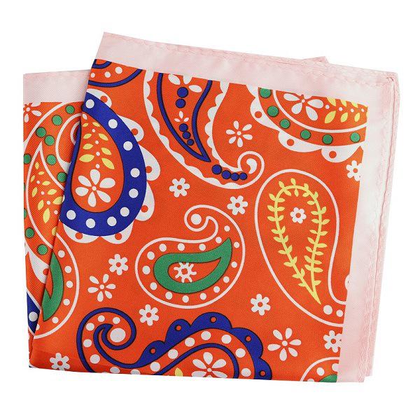 Cashew Flower & Polka Dot Men's Pocket Square Handkerchief