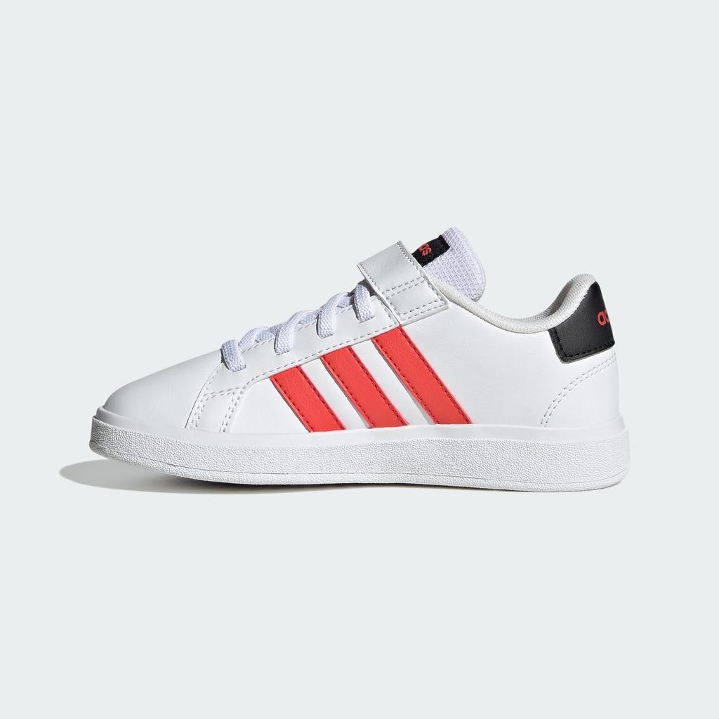Adidas Grand Court EL Boys and Sizes Size Kids' 2.0 Sneakers, Girls, 17-25.5cm, Unisex, LKK27, Footwear, White/Bright Red/Core Black, 21.5cm (IG4840)