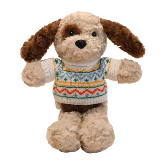 Adoptable Stuffed Dog Plush with Sweater Realistic Teddy Doll Toy with Removable Clothes 30cm Huggable Gifts for Kids