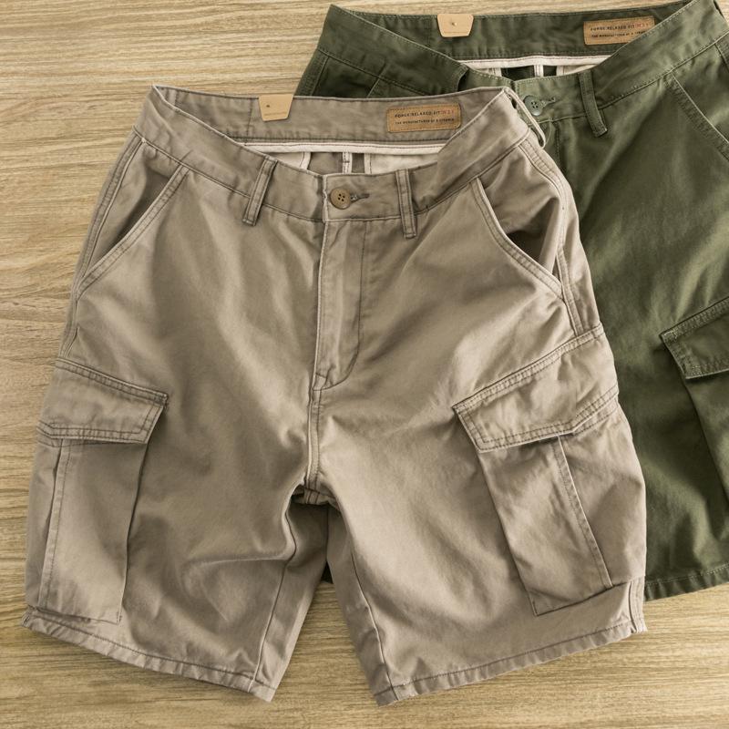

Tide Summer Men s Loose Multi-Pocket Casual Shorts - Trendy, Lightweight, Mid-Length Jeans 34 зелений