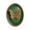 Resin Butterfly Wall Accent, Green and Gold Oval Decoration with Sculpting Relief Centerpieces and Builts-In Rear Hanging Hook for Display