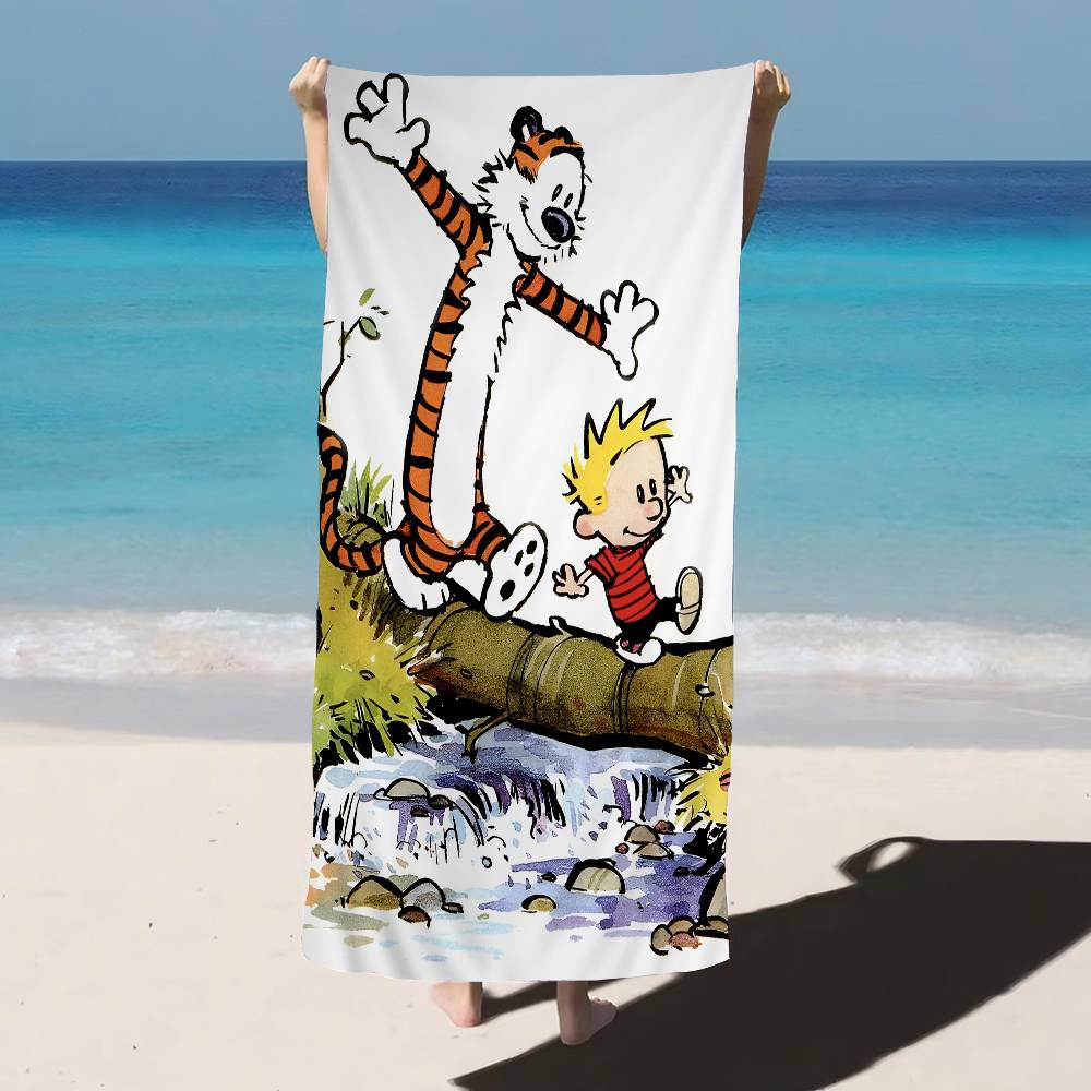 C-Calvin And Hobbes Microfiber Beach Towel Absorbent Quick dry Soft Yoga Swimming Resort Mountain Climbing Towel