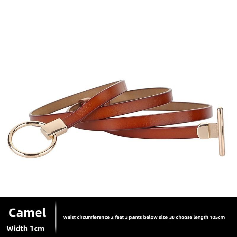 Leather Dress Belt For Women With Metal Closure And Fine Finish For Casual Wear