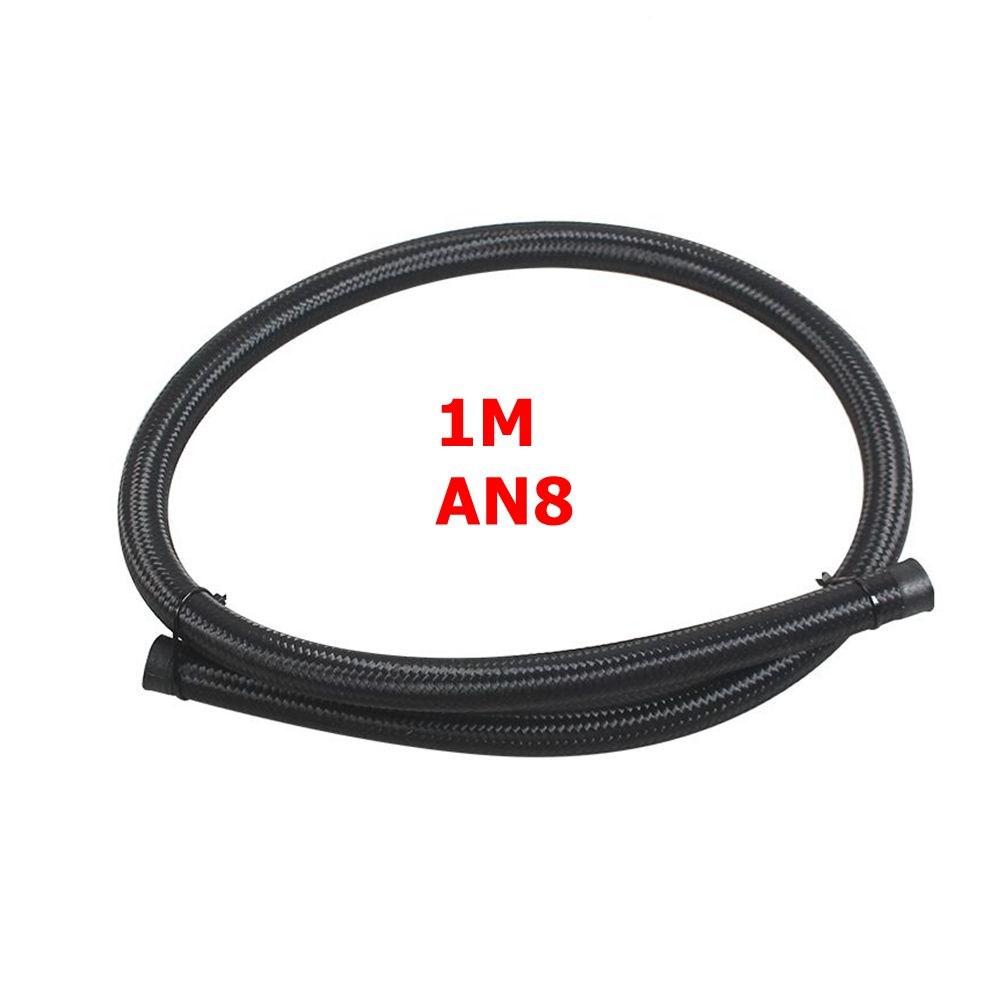 1M PTFE AN4-AN12 Racing Hose Stainless Steel Braided Brake Hose Fuel Oil Line Oil Cooler Car Hoses Accessories Black/Silver