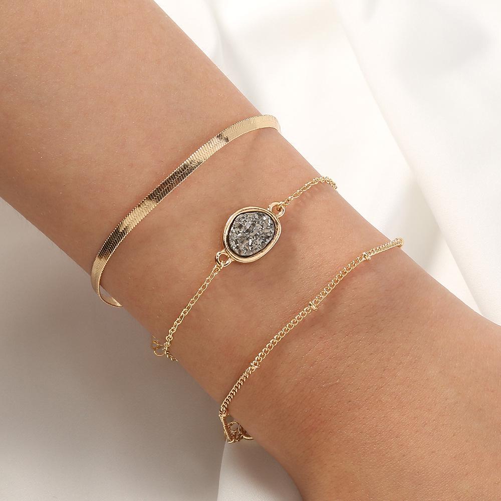 

Шикарный красочный браслет-трио из искусственного камня-жеоды