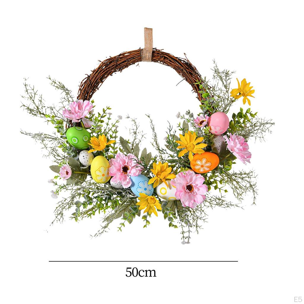 Artificial Easter Egg Wreath , Spring ,Silk Flower Garland for Front Door