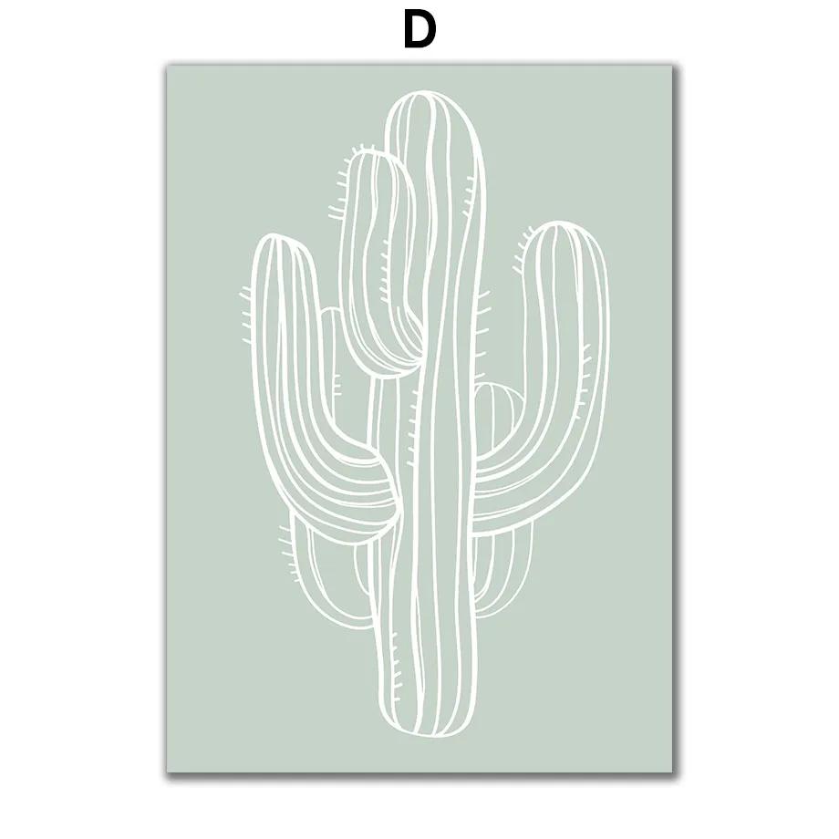 Nordic Abstract Shape Girl Line Leaf Cactus Posters and Prints Wall Art Wall Pictures for Living Room Home Decor Canvas Painting