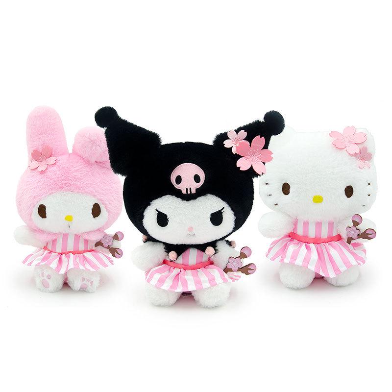 Sanrio Hello Kitty, My Melody & Kuromi Cherry Blossom Plush Doll Collection