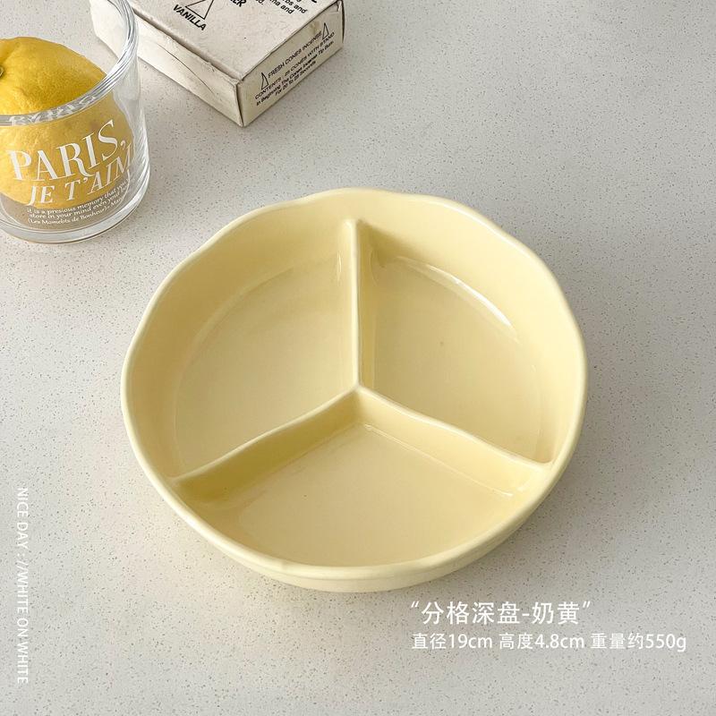 One Person Eats Three-Grid Plate, Special Ceramic Partition Plate For Fitness, Divided Plate, Adults Divide The Plate Quantitatively, High Value