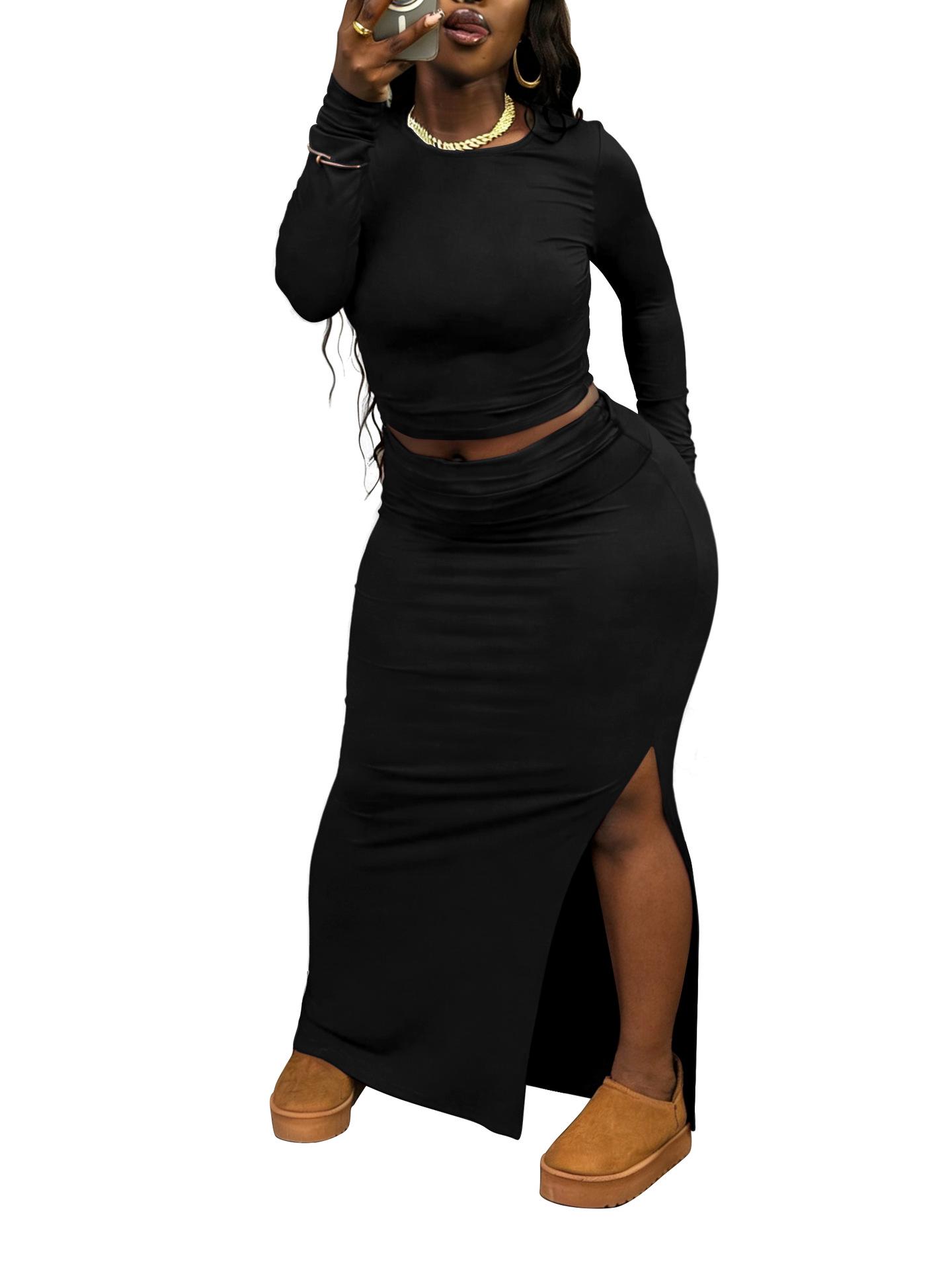 Женский сексуальный повседневный комплект из двух предметов большого размера, однотонный 0XL