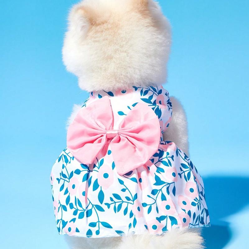 1pc Pink Bowknot Dress Spring/Summer Pet Clothes for Small Dogs and Cats Christmas for Holiday Gift Giving
