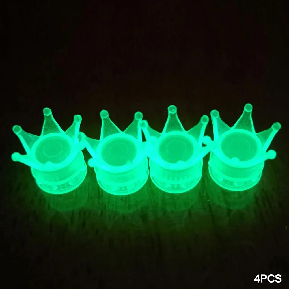 4Pcs Luminous Car Tire Valve Cap Fluorescent Night Glowing Decor Motorcycle Bike Wheel Nozzle Dustproof Tyre Valve Stem Caps