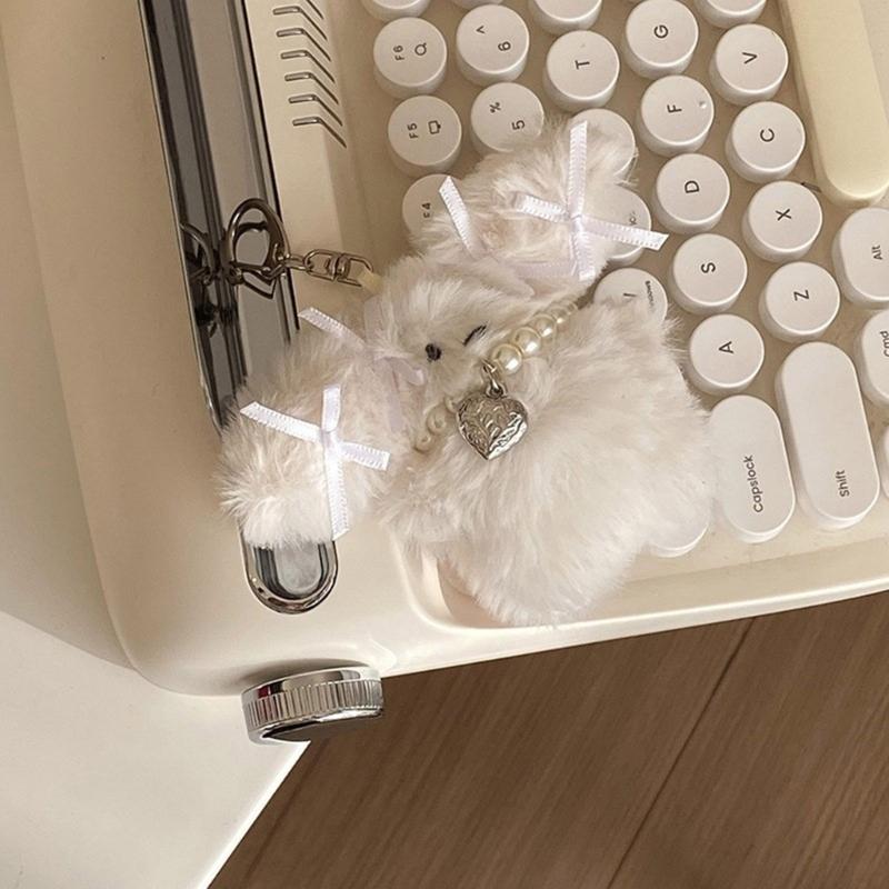 Cute Heart Plush Rabbit Keychain Pendant Lovely Plush Hanging Decorations Keyring Charm for Purse Bag Backpack Handbag