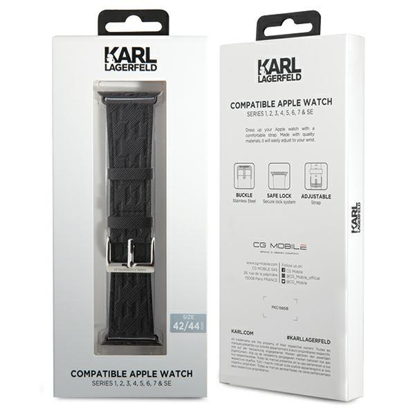 Karl Lagerfeld Cinturino Klawlsaklhpk Apple Watch 42/44/45/49Mm Nero/Black Cinturino Saffiano Monogram