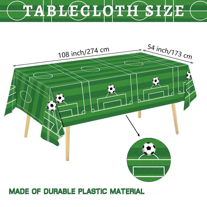 A03F-2026 Football Theme Party Disposable Tablecloth 54 X 107.8 Inch Soccer Plastic Tablecloth