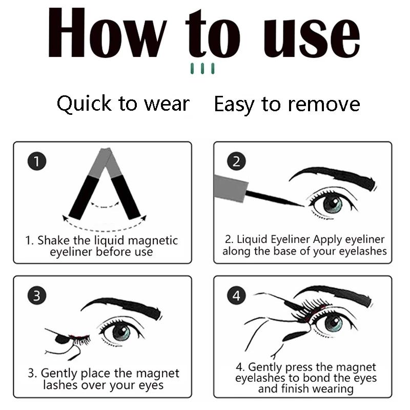 Magnetic Eyelashes Natural False Eyelashes Fake Eyelashes On Magnets with Waterproof Eyeliner Pen & Tweezers Lashes Makeup Kit