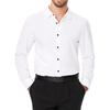 Men Solid Long Sleeve Dress Shirt with Black Buttons, 4-Way Stretch Wrinkle Free Business Formal Shirt, Cross-border Hot Selling Shirt