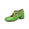 White Women Pumps Square Toe Non-slip Buckle Strap High Block Heel Plus size 45 48