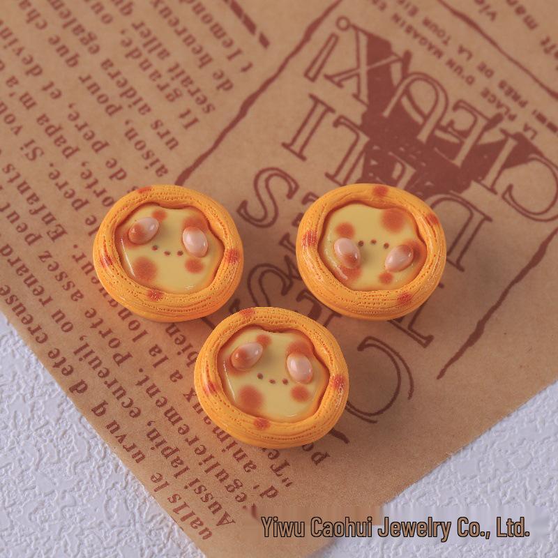 Little Bear Egg Tart DIY Kit: Cheese Bread, Cream Glue, Hair Clips, Crocs Charms, Resin Accessories