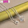 925 Sterling Silver 18 Inch Cubic AAA Zircon Pendant Necklace Jewelry
