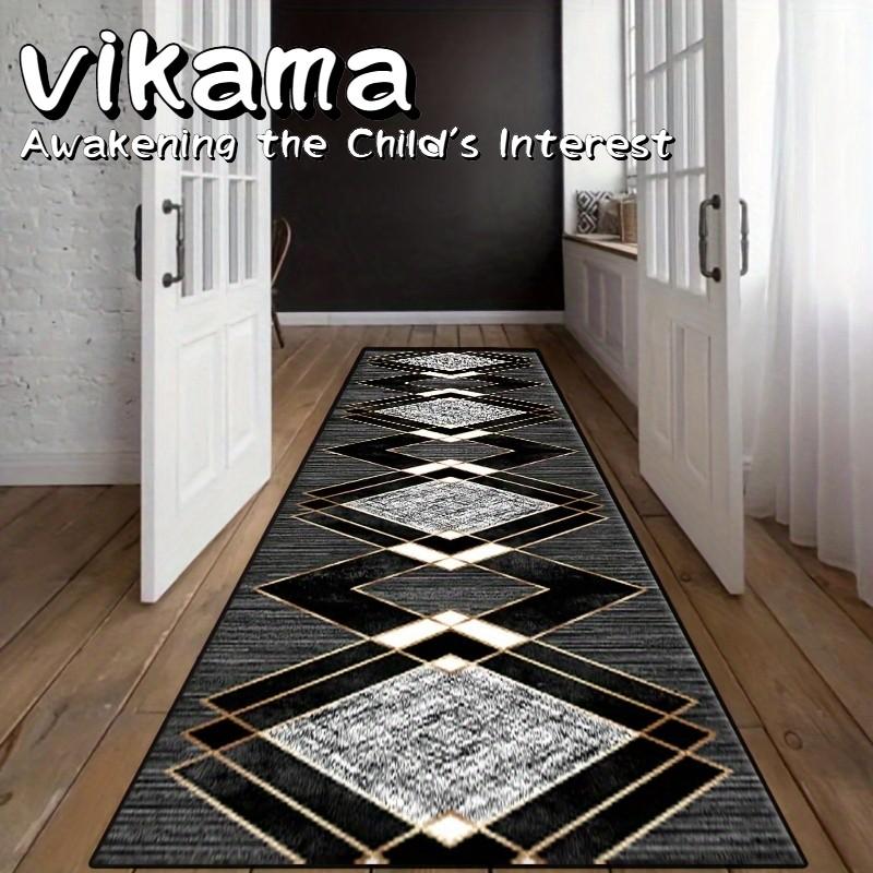Bohemian Runner Rug, Vintage Plaid Hallway Rug, Machine Washable Indoor/Outdoor Floor Mat for Kitchen Laundry Hallway