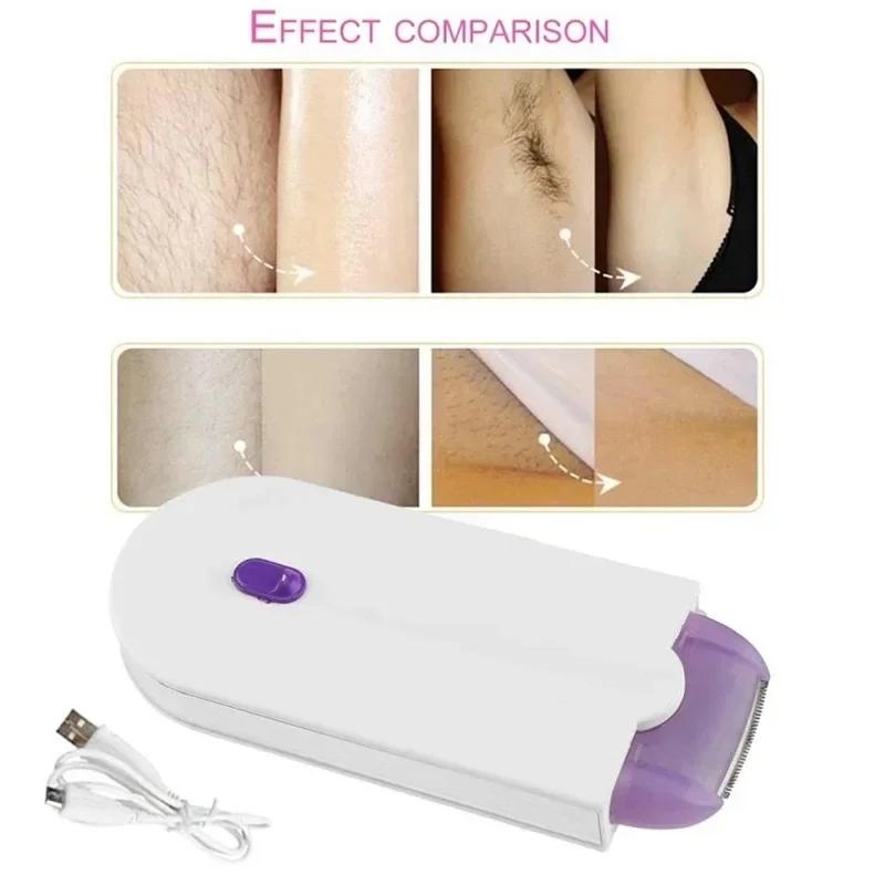 USB Wiederaufladbarer 2 IN 1 Haarentferner Smooth Touch Entfernung Schmerzlos Licht Sicher Sensor Rasierer Frauen Laser Epilierer Trimmer