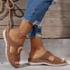 Wedge heel thick bottom hollow slippers women's large size casual one-pedal sewing line metal buckle cool slippers women