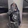 Oversized Distressed Hoodie Unisex Streetwear Loose Fit Graphic Print Black Cotton Blend 2025 Winter