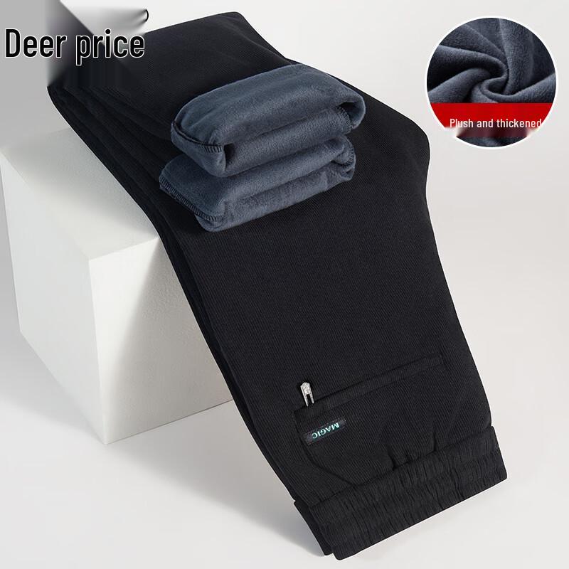 Luzhu Men s Fleece-Lined Corduroy Warm Casual Pants XL