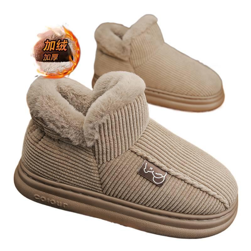 Heel cotton slippers winter velvet warm cotton shoes outdoor bread shoes