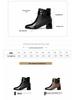 Women's 2025 Autumn/Winter British Style Fleece-Lined Square Toe Chunky High Heel Ankle Boots