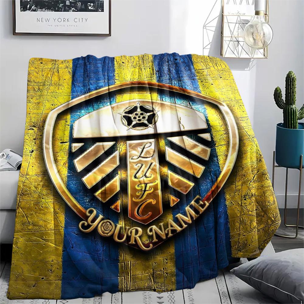 1PC Leeds Crest Custom Name Patterned Flannel Blanket Suitable For All Seasons For Home Decor Warmth And Comfort Gifts Holiday Present