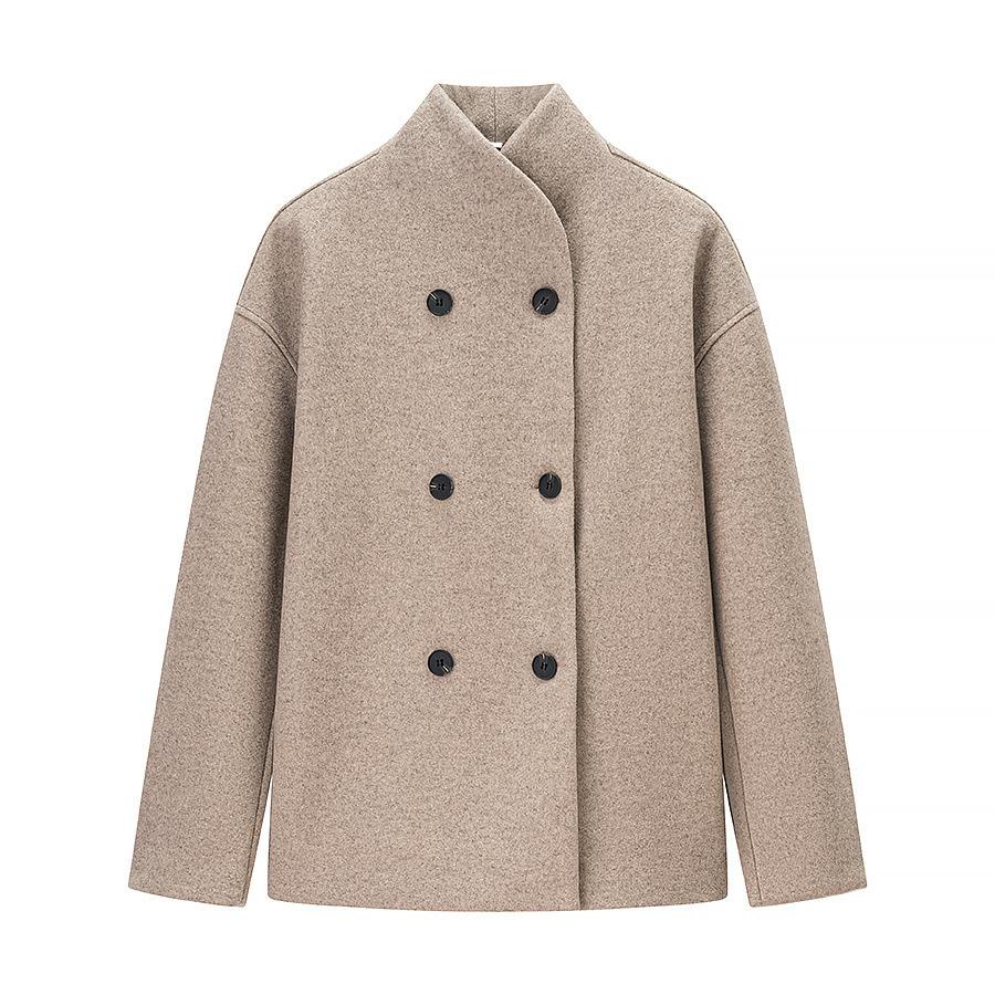Women'S Autumn And Winter Fashionable Two-Color Woolen Coat