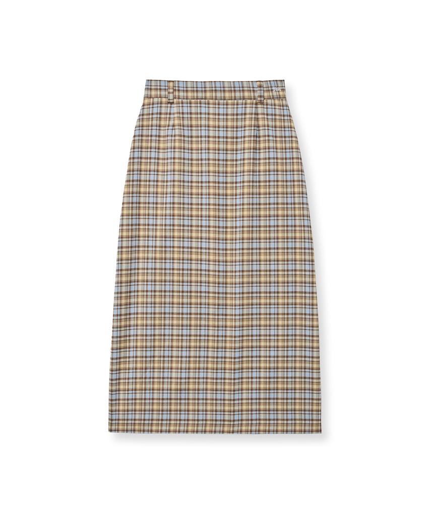 Yale Check Midi Skirt_Brown