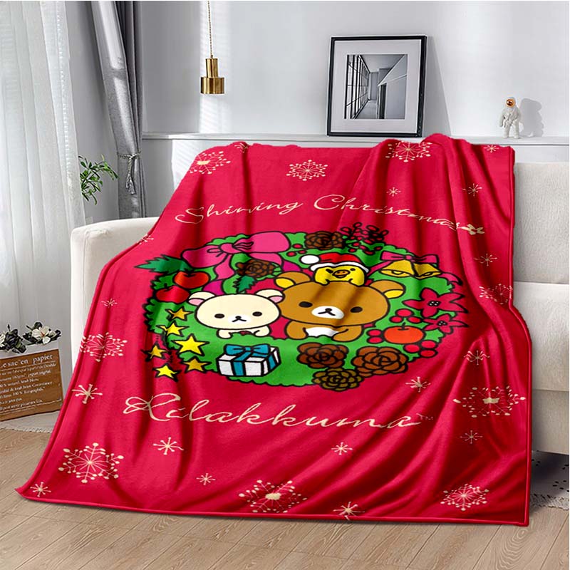 Cute Cartoon Rilakkuma Anime Throws Blanket Kids Super Soft Blankt for Sofa Travel Couch Picnic Flannel Blanket Birthday Gift