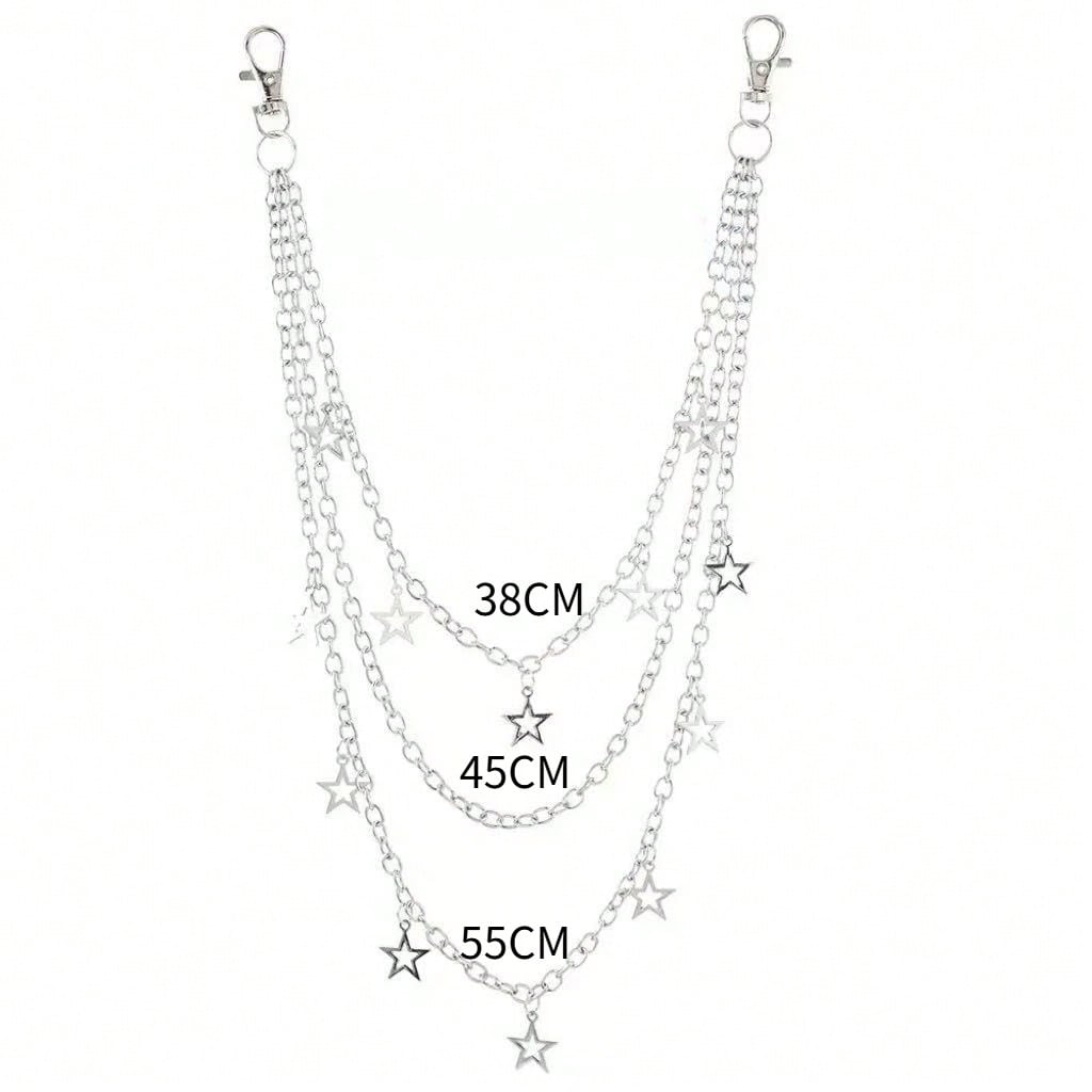 Waist Chain Female Cool Chain Star Trouser Chain Accessories Skirt Hip Hop Multi-layer Pentagram Trouser Chain