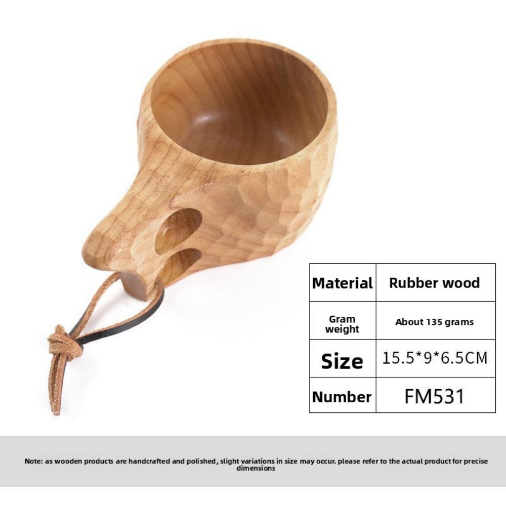 Rubber Wood Cup Creative Nordic Lanyard Milk Cup Handle Coffee Cup Wooden Water Cup