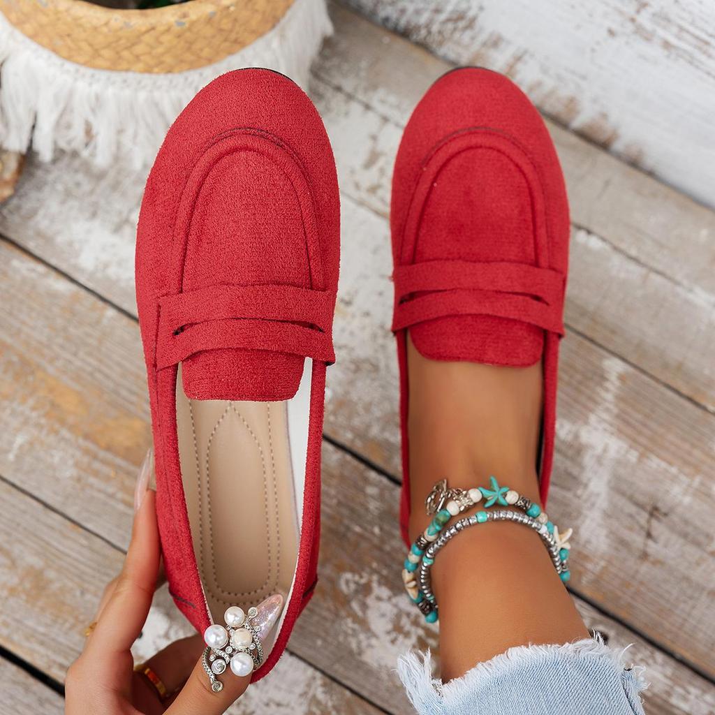 Sapatos Baixos Femininos Sapatos Loafer Slip-on Feitos à Mão em Camurça Couro Genuíno Sapatos Baixos Confortáveis Tênis Elegantes para Uso Externo Feminino