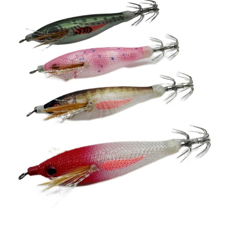 Fishing Lures Glow Jig Hook Shrimp Lures Baits for Freshwater Saltwater Cuttlefish Hook Glow Squid Jig