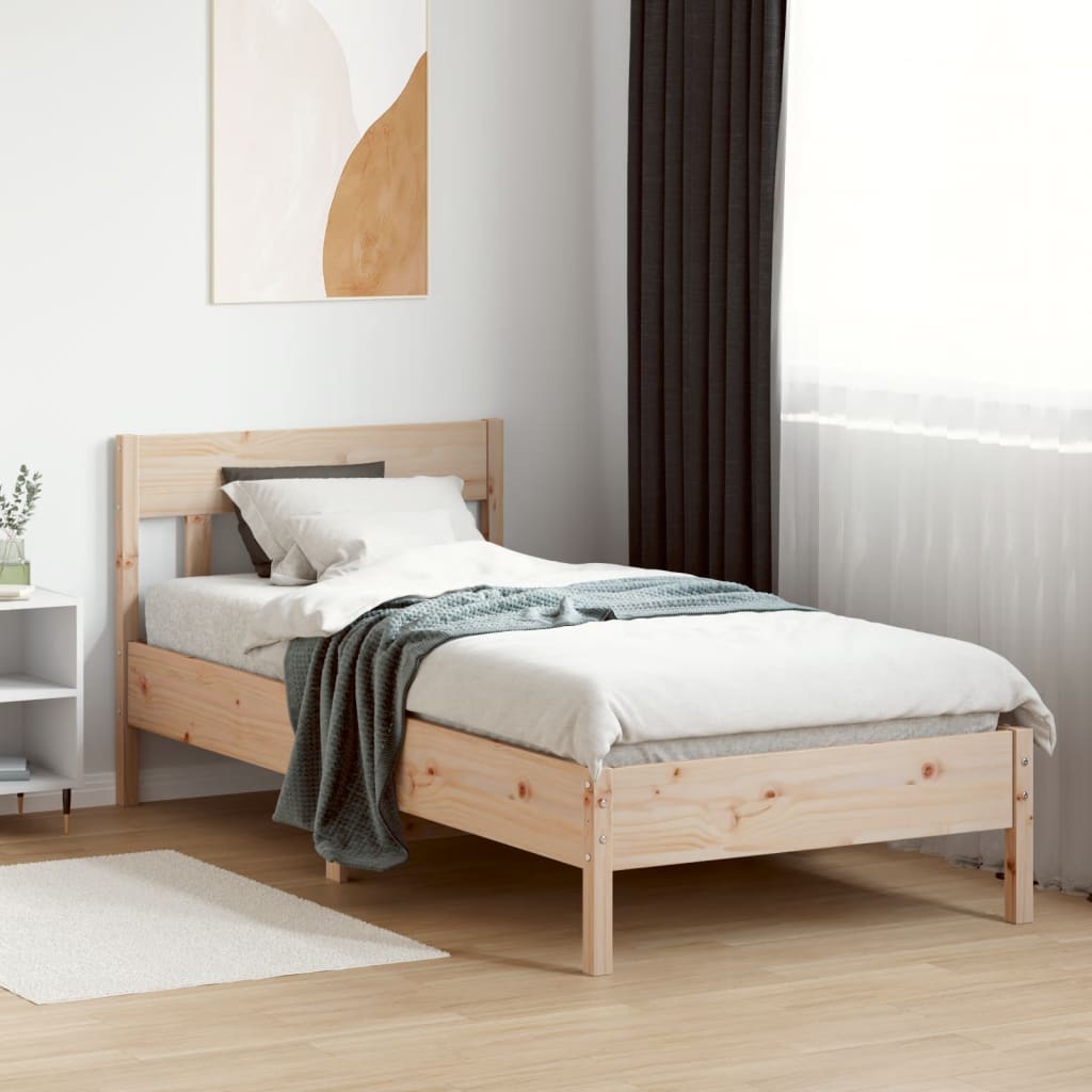 Vidaxl Bed Frame Without Mattress, 75X190 Cm, Solid Pine Wood