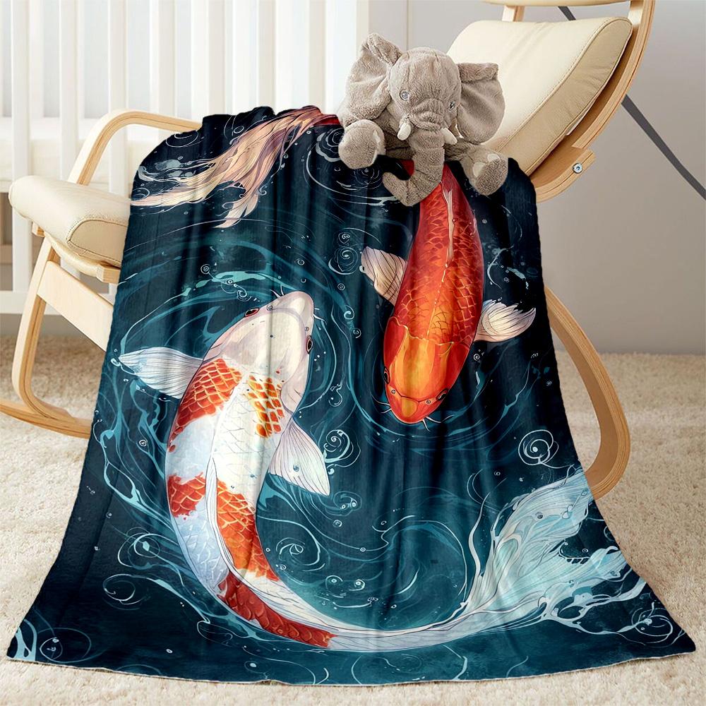 Koi Fish Blanket Soft & Cozy Suitable for Bedding Picnics Bed Four Seasons Universal Modern Style Suitable for Gifting Relatives and Friends