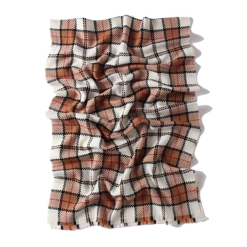 

G·TENNA NXW194 Женский вязаный клетчатый шерстяной шарф 60x200cm